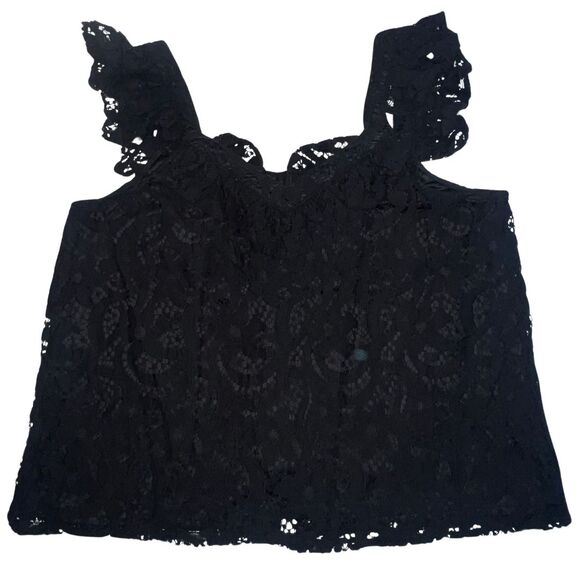 Torrid Blouse Womens 0X Black Lacy Ruffles Whimsygoth Fairygoth Coquette Top - Picture 4 of 16